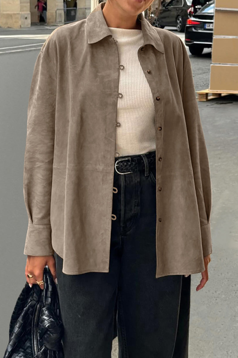 Buttons Turndown Collar Blouses