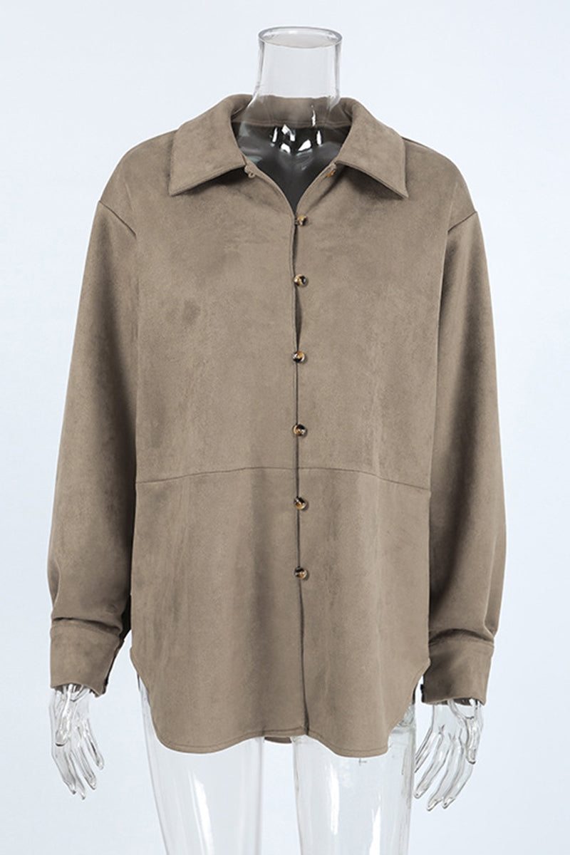 Buttons Turndown Collar Blouses