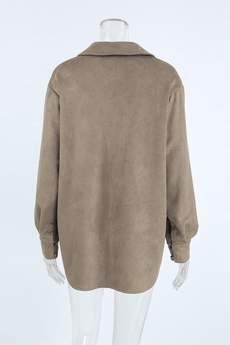 Buttons Turndown Collar Blouses