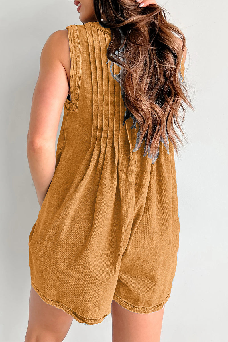 Street Pocket Lace Up V Neck Sleeveless Loose Denim Jumpsuits(9 Colors)