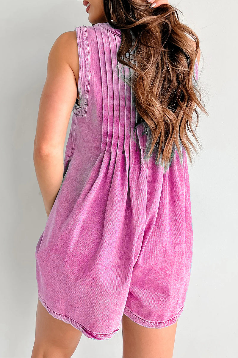 Street Pocket Lace Up V Neck Sleeveless Loose Denim Jumpsuits(9 Colors)