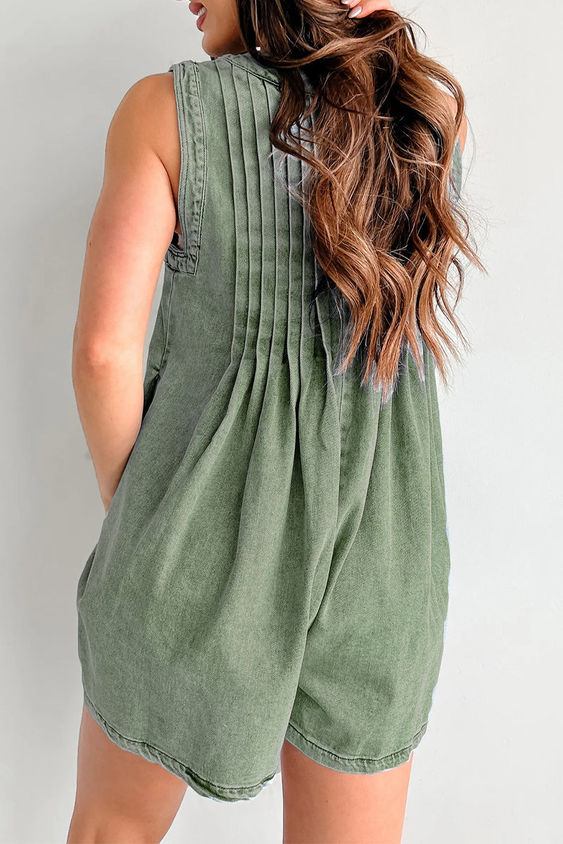 Street Pocket Lace Up V Neck Sleeveless Loose Denim Jumpsuits(9 Colors)