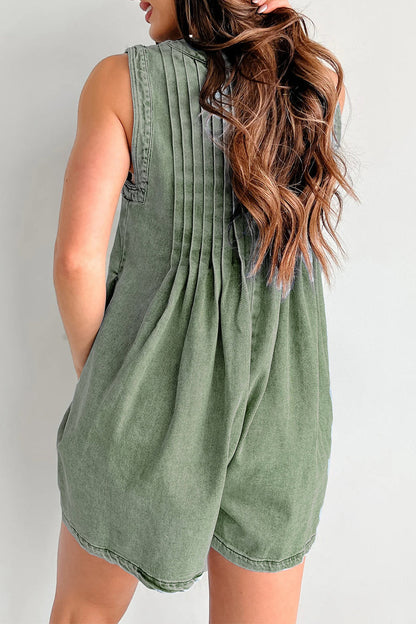 Street Pocket Lace Up V Neck Sleeveless Loose Denim Jumpsuits(9 Colors)