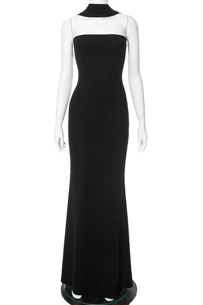 Patchwork Halter Long Dresses(3 Colors)