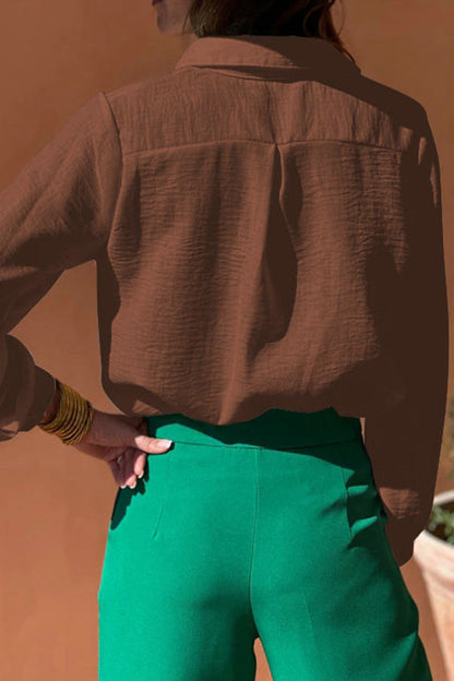 Hollow Out Turndown Collar Blouses(4 Colors)