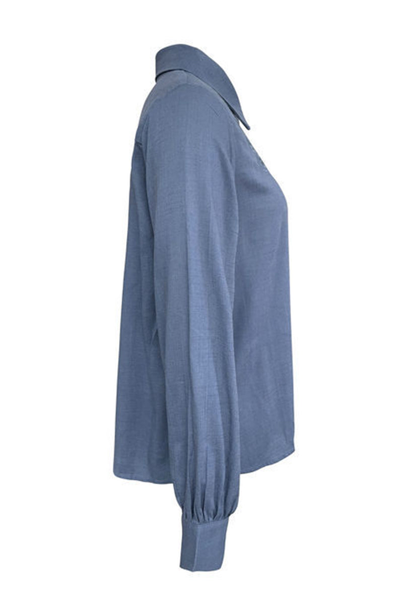 Hollow Out Turndown Collar Blouses(4 Colors)