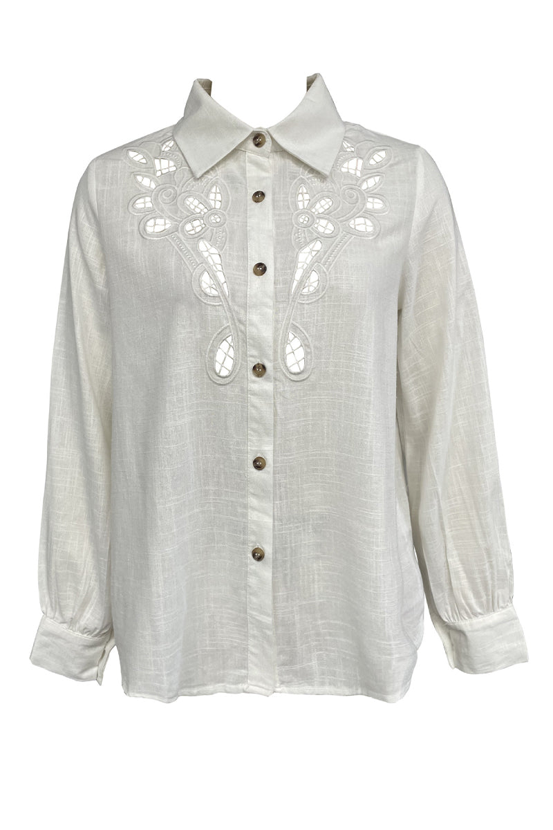 Hollow Out Turndown Collar Blouses(4 Colors)