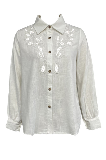 Hollow Out Turndown Collar Blouses(4 Colors)