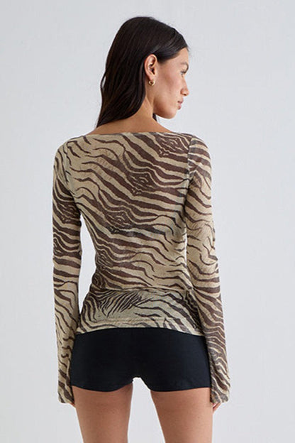 Animal Print Lightweight Loose T-shirt Blouse