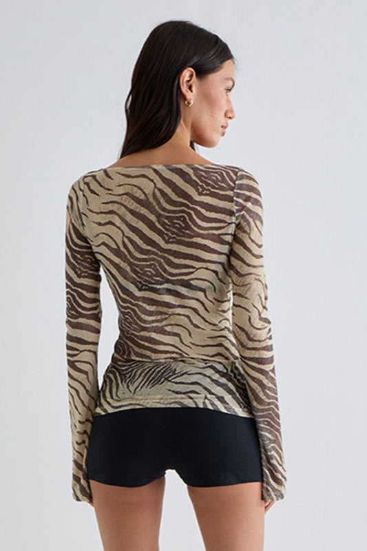 Animal Print Lightweight Loose T-shirt Blouse