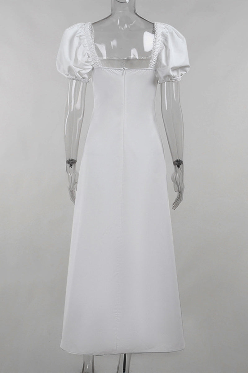 Pocket Lace Up U Neck Long Dresses