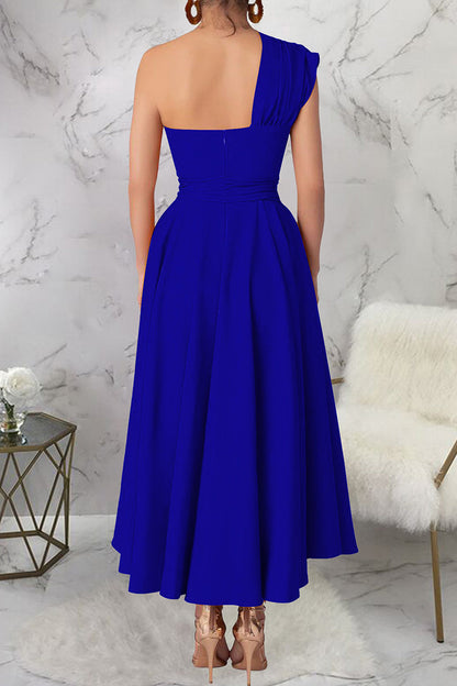 Slit Oblique Collar Long Dresses(3 Colors)