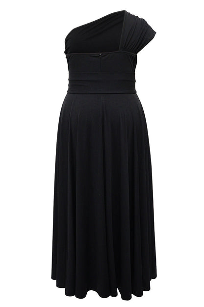 Slit Oblique Collar Long Dresses(3 Colors)