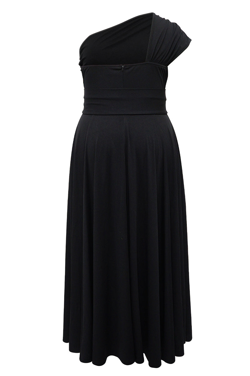 Slit Oblique Collar Long Dresses(3 Colors)