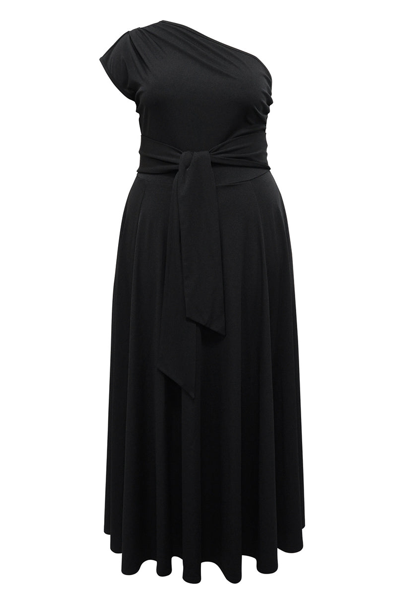Slit Oblique Collar Long Dresses(3 Colors)