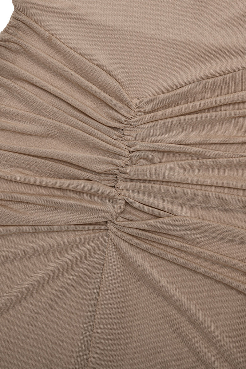 Ruched Mesh Half a Turtleneck Wrapped Skirt Dresses