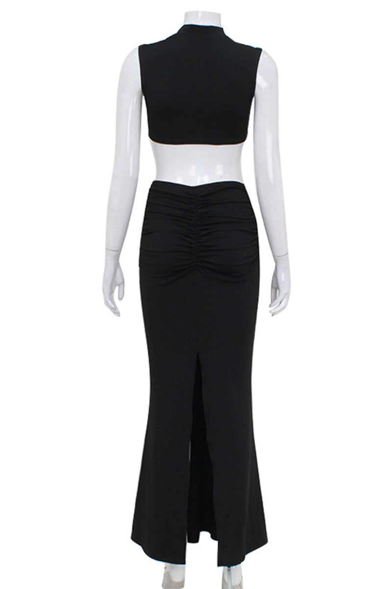 Backless Flower Shape Half a Turtleneck One Step Skirt Dresses