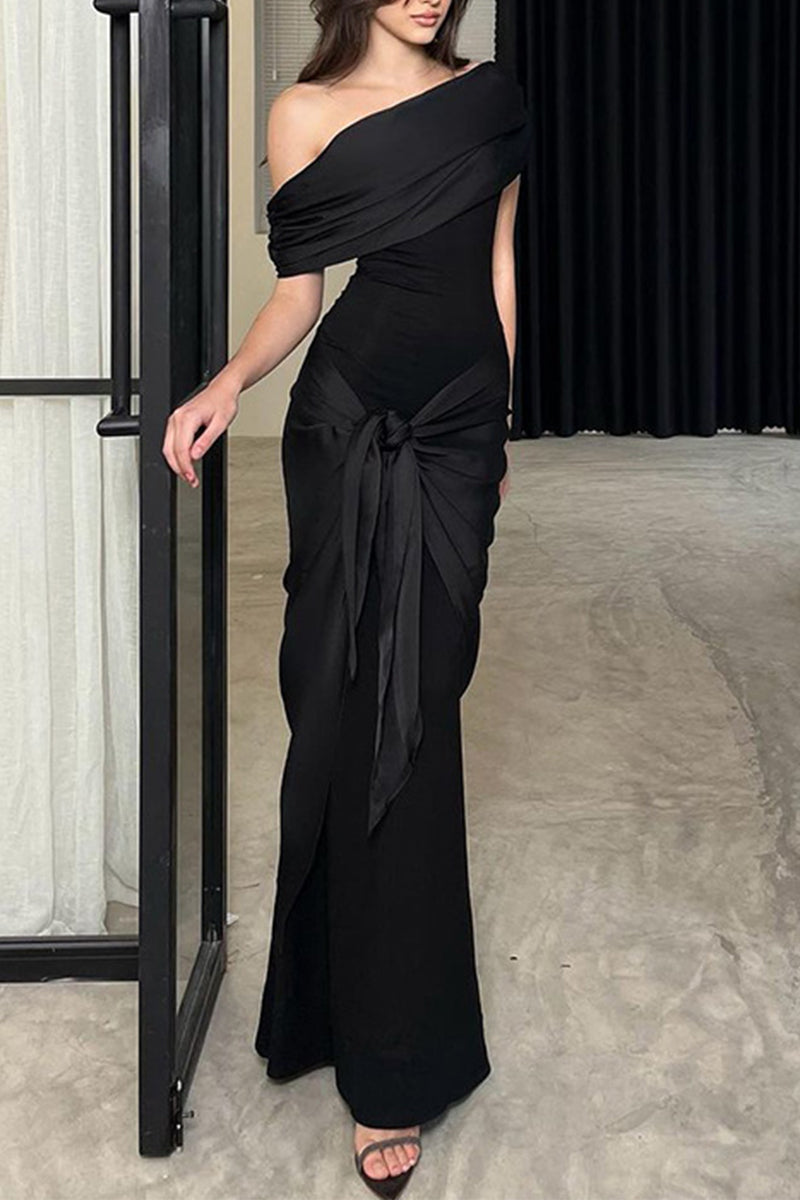 Backless Off Shoulder Long Dresses