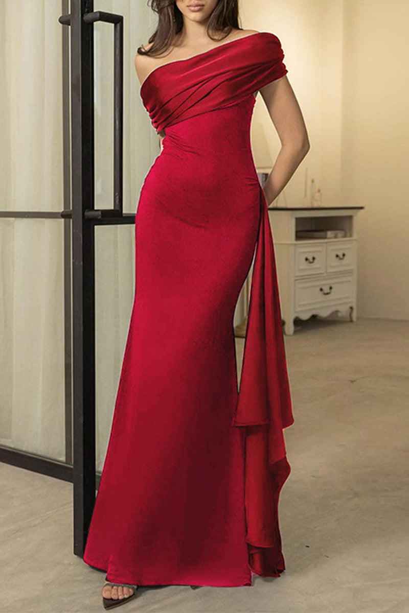 Backless Off Shoulder Long Dresses