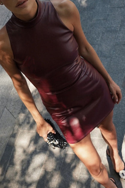 Zipper Turtleneck Wrapped Skirt Dresses(4 Colors)