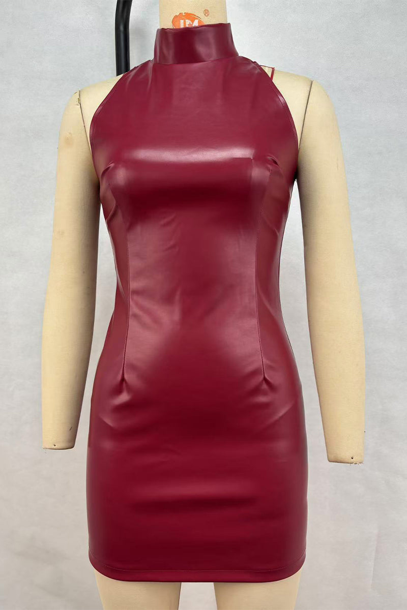 Zipper Turtleneck Wrapped Skirt Dresses(4 Colors)
