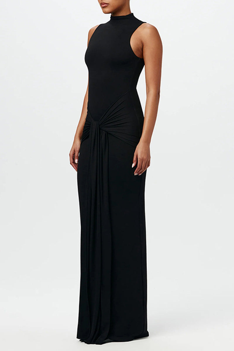 Ruched O Neck Long Dresses(3 Colors)