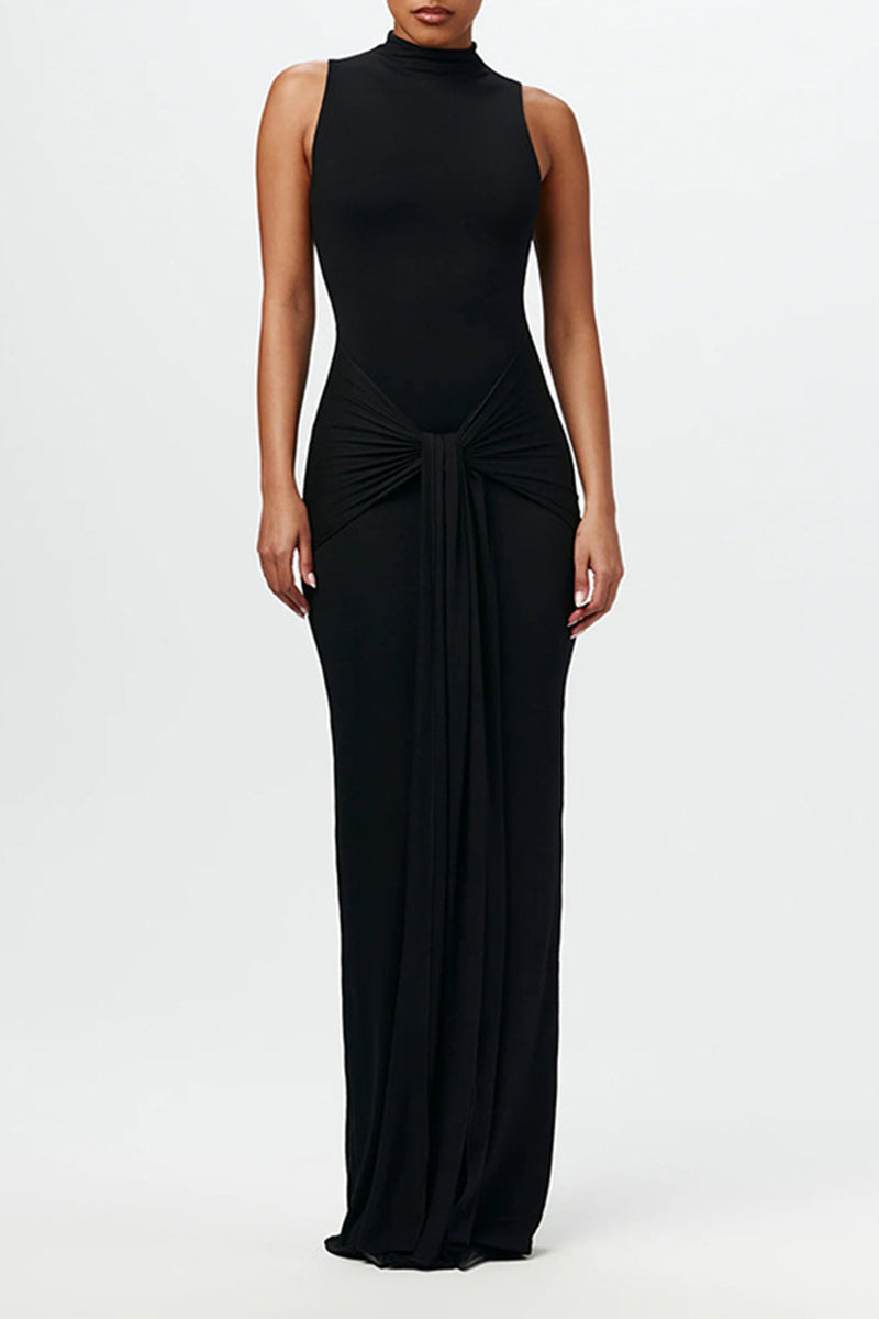 Ruched O Neck Long Dresses(3 Colors)