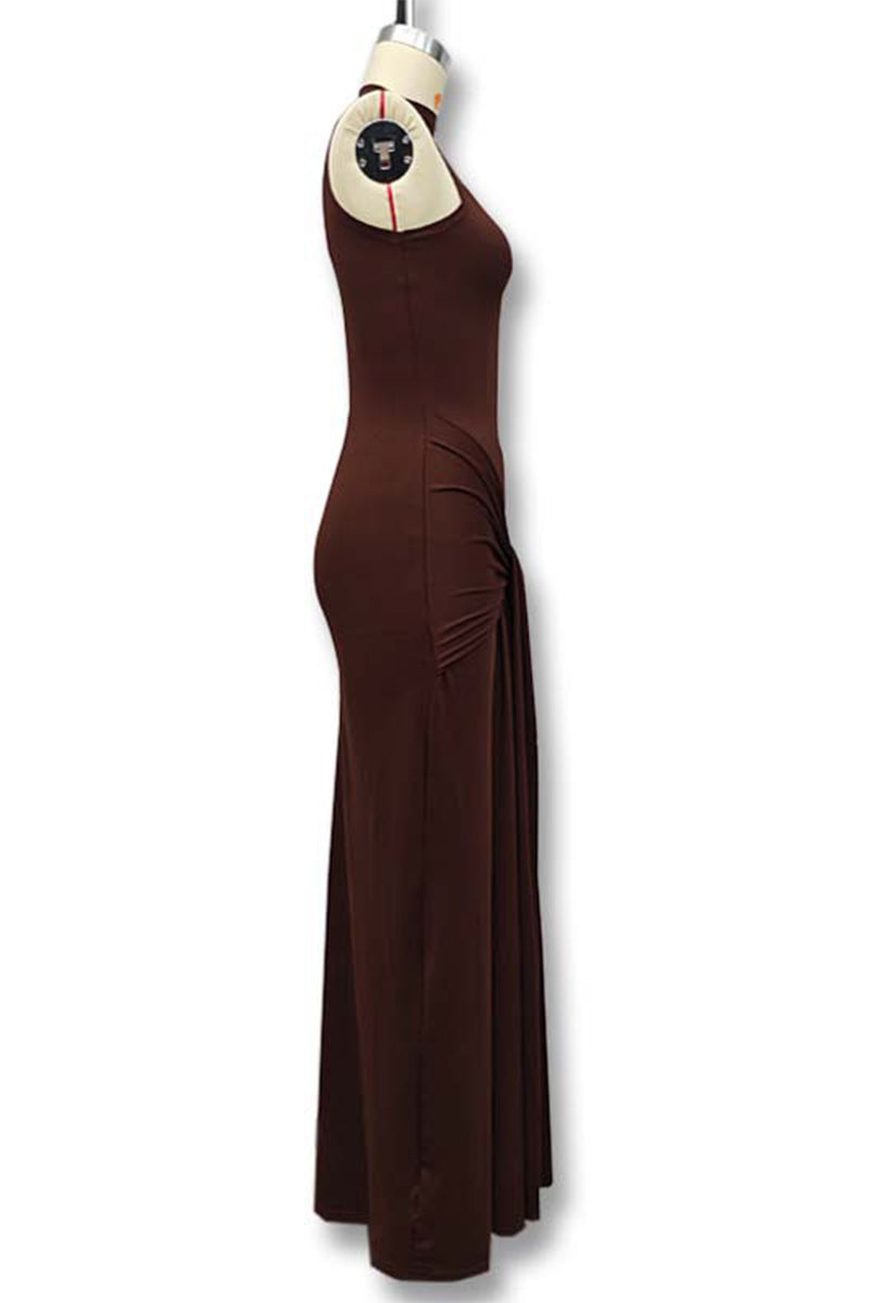 Ruched O Neck Long Dresses(3 Colors)