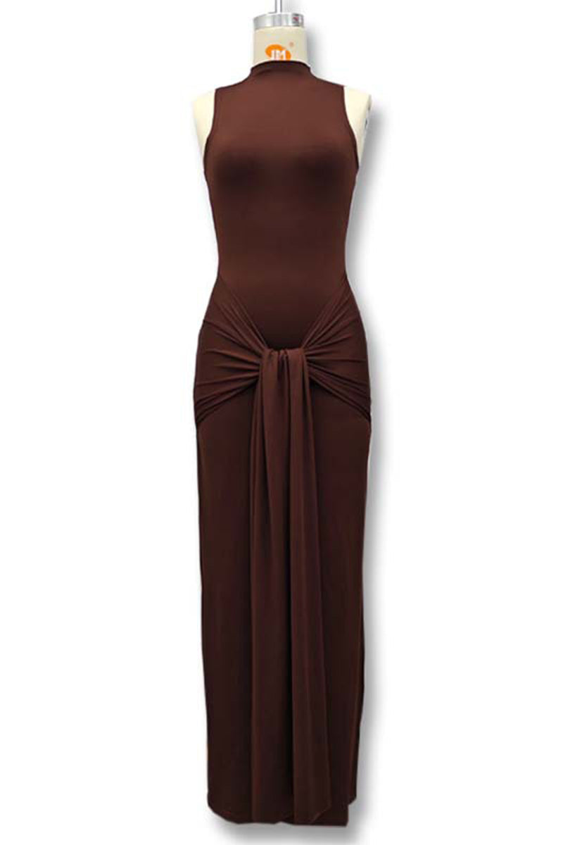 Ruched O Neck Long Dresses(3 Colors)