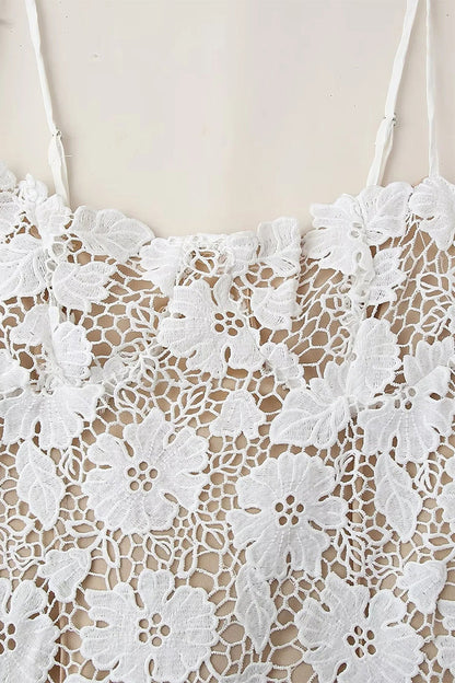 Lace Strap Design V Neck Long Dresses
