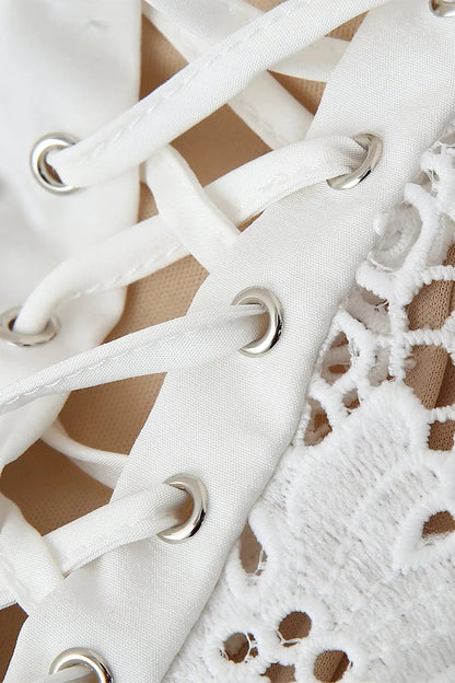 Lace Strap Design V Neck Long Dresses