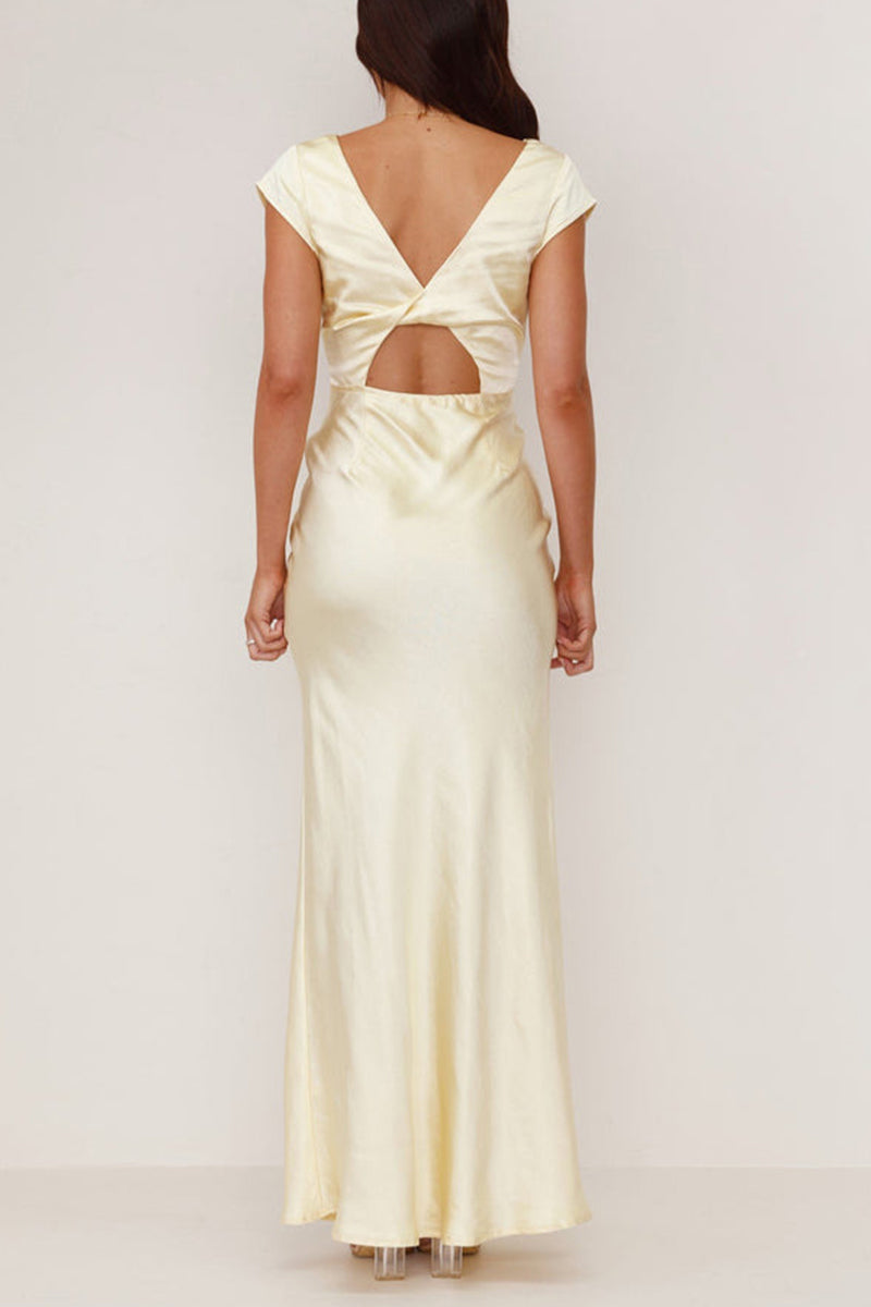 Backless V Neck Long Dresses(3 Colors)
