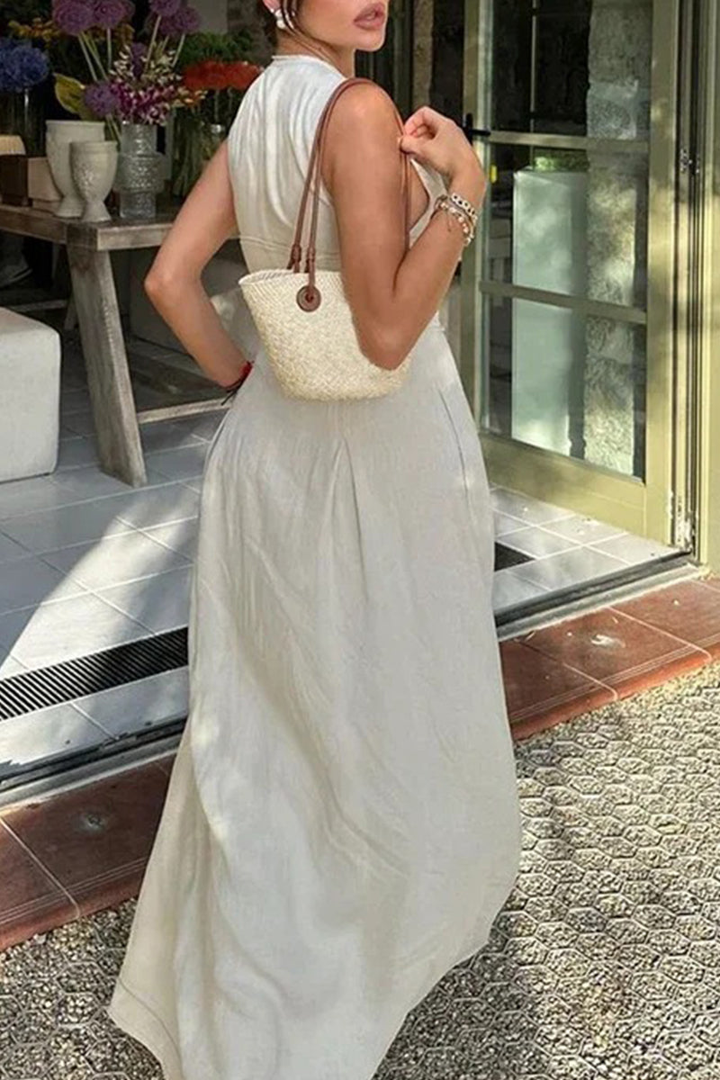 Street Pocket Zipper O Neck Long Dresses(3 Colors)
