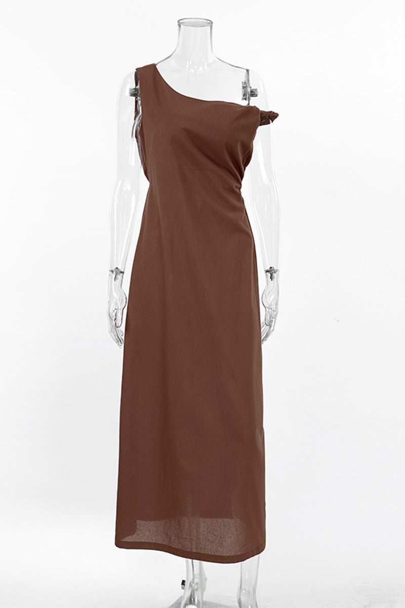 Irregular Oblique Collar One Step Skirt Dresses
