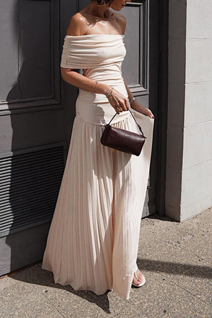 Ruched Off Shoulder Long Dresses