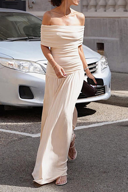 Ruched Off Shoulder Long Dresses