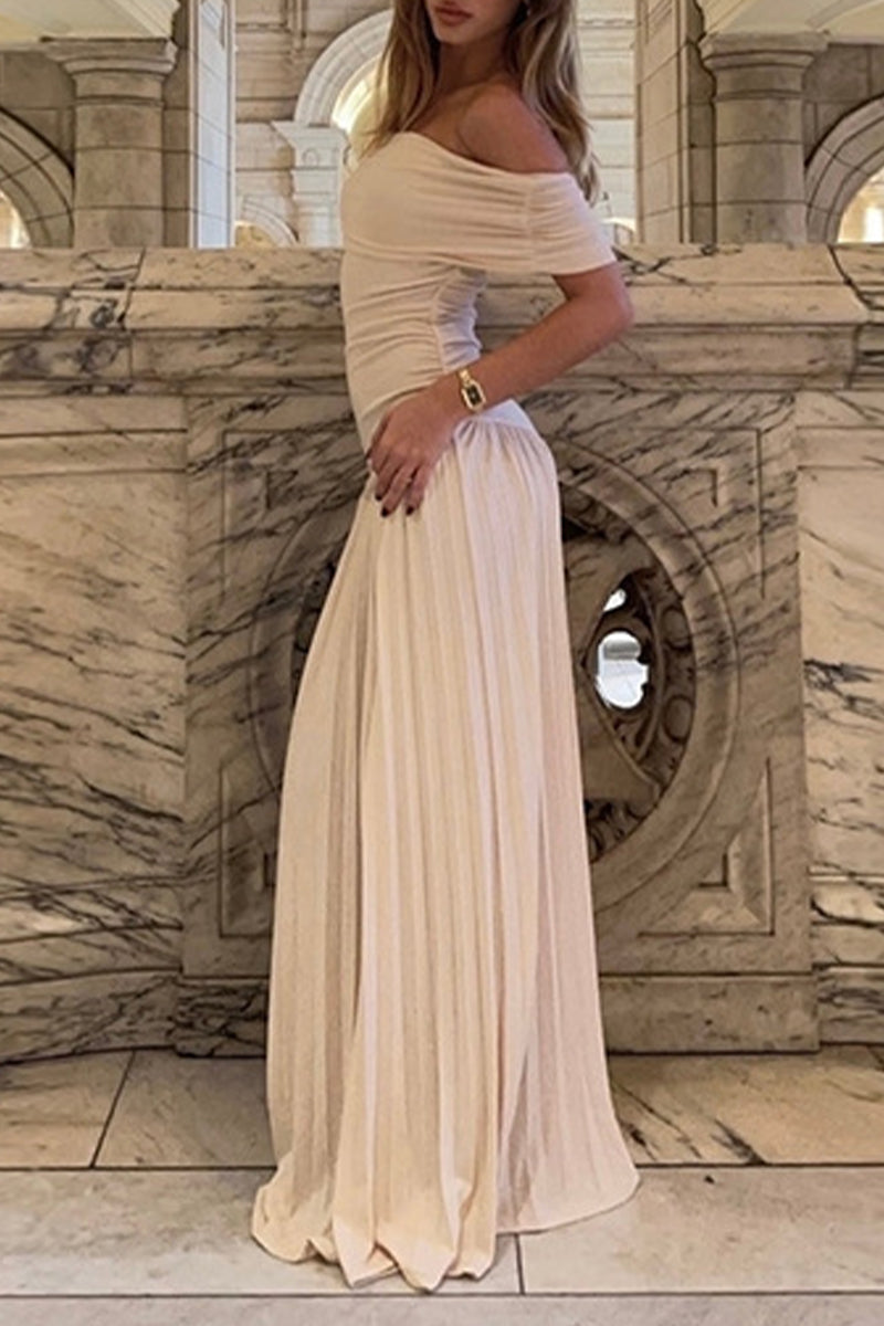 Ruched Off Shoulder Long Dresses