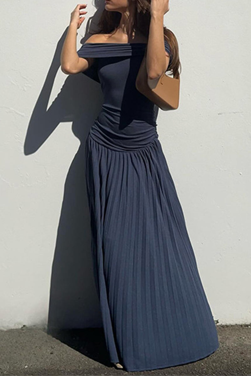 Ruched Off Shoulder Long Dresses