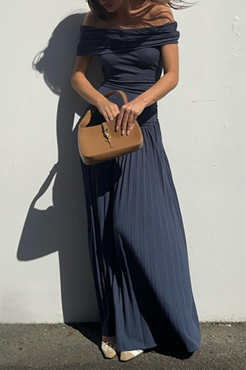 Ruched Off Shoulder Long Dresses