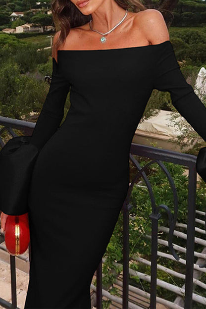 Color Backless Off Shoulder Long Dresses