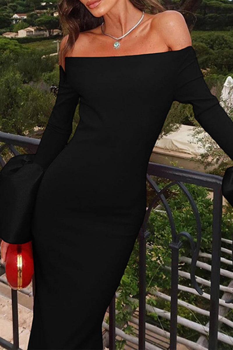 Color Backless Off Shoulder Long Dresses