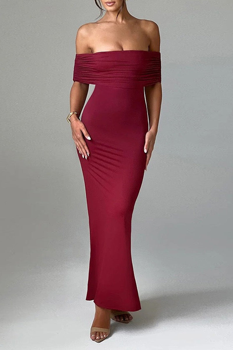 Color Backless Off Shoulder One Step Skirt Dresses