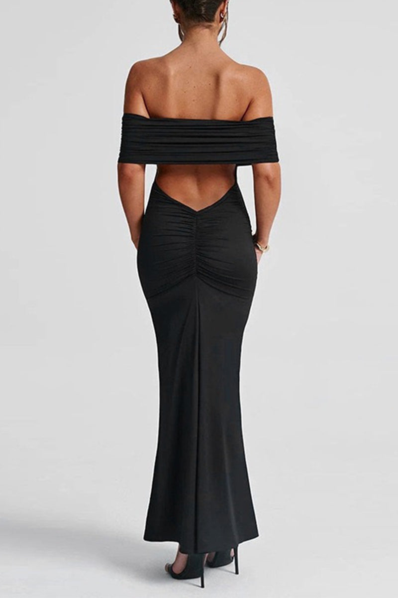 Color Backless Off Shoulder One Step Skirt Dresses