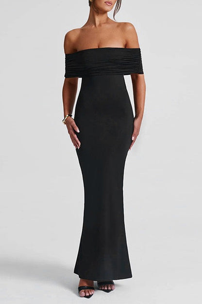 Color Backless Off Shoulder One Step Skirt Dresses