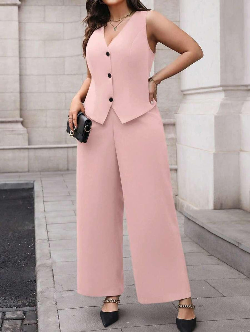 Waistcoat and Pants Suit Set Black