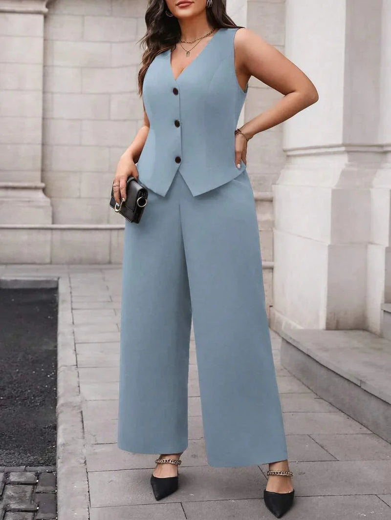 Waistcoat and Pants Suit Set Black