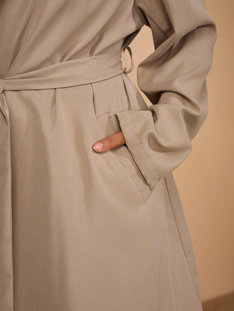 Trench Coat Two Piece Belted Beige Minimalist