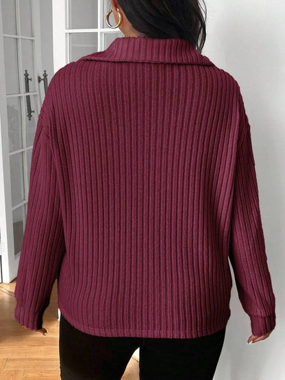 Fuzzy Collar Quarter Zip Cozy Sweater