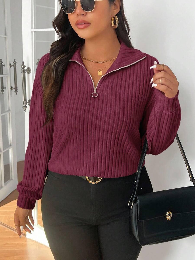 Fuzzy Collar Quarter Zip Cozy Sweater