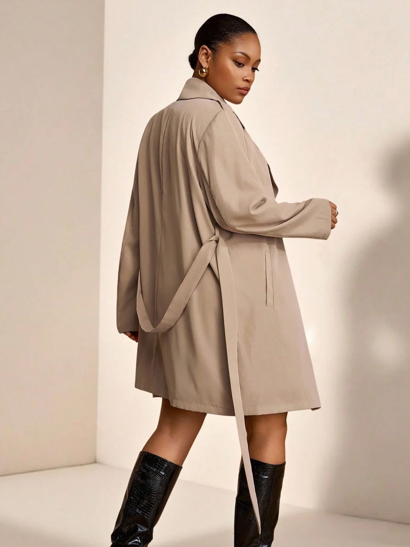 Trench Coat Two Piece Belted Beige Minimalist